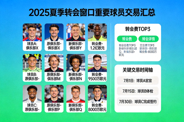 2025夏季转会窗口重要球员交易汇总图