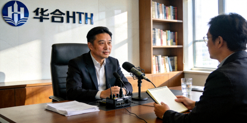 华体会HTH首席运营官在办公室接受专访的现场照片
